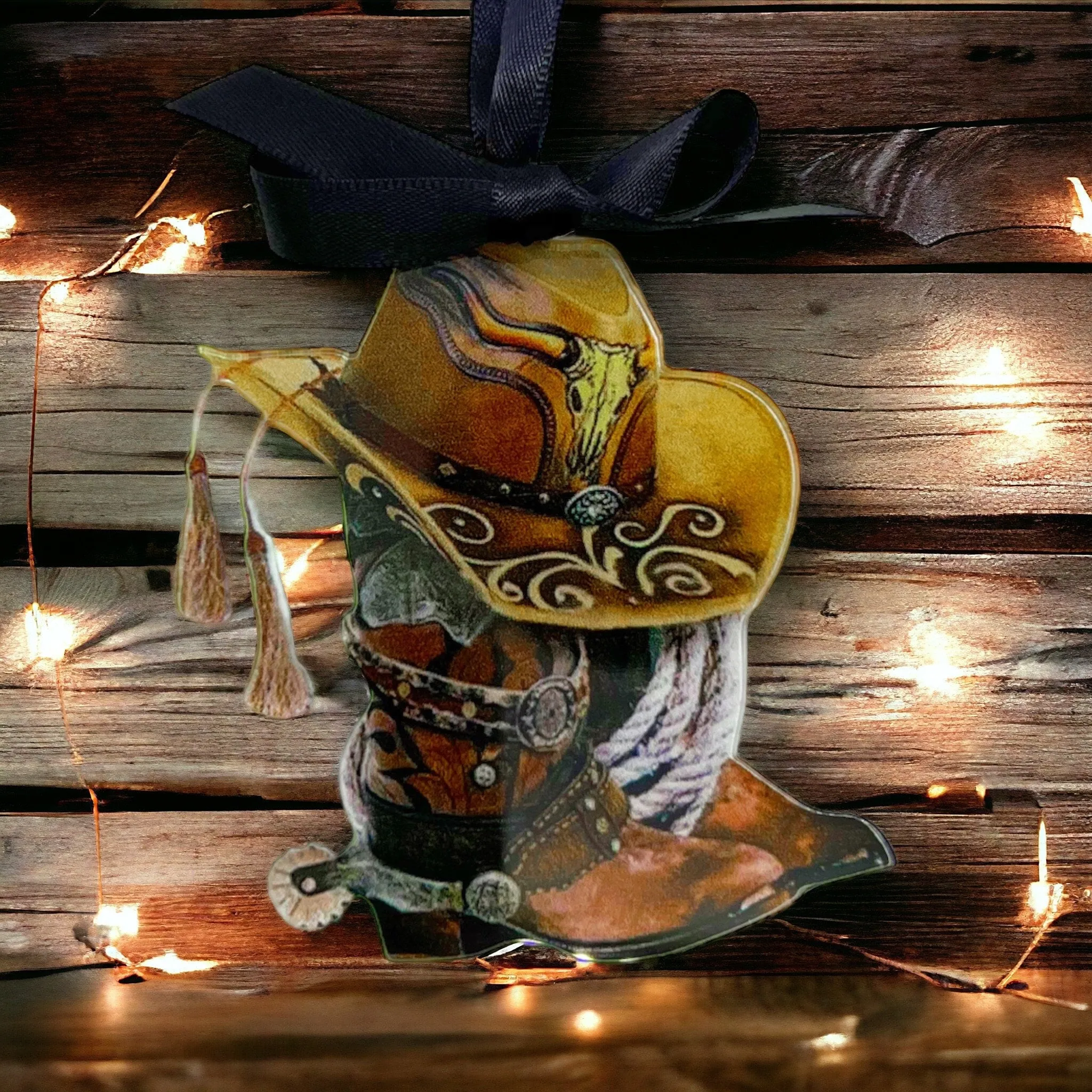 Cowboy Boots Ornament - Cowboy Ornament, Christmas Ornament, Holiday Ornament, Sublimation Ornament, Cowgirl Ornament, Rodeo Ornament, Boots