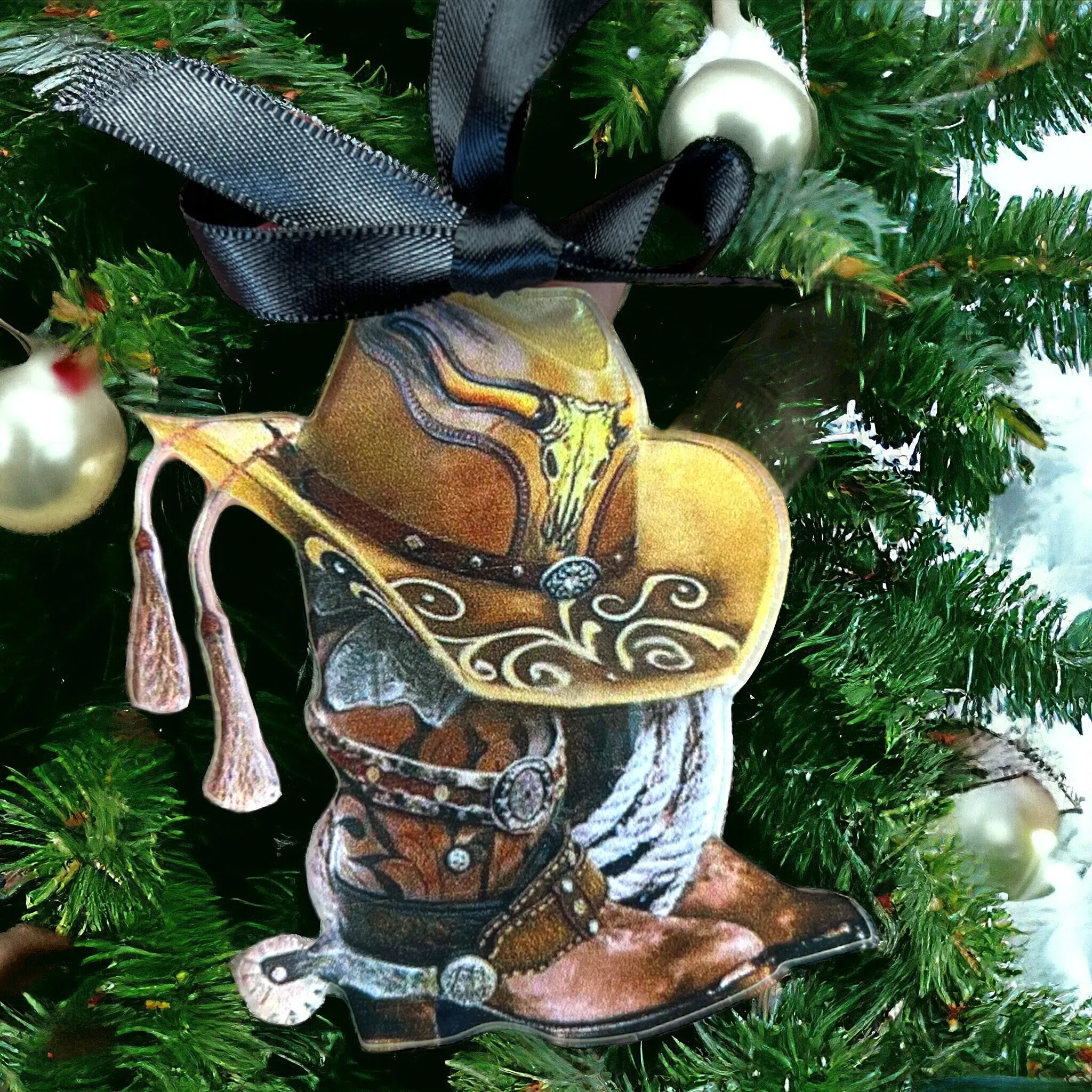 Cowboy Boots Ornament - Cowboy Ornament, Christmas Ornament, Holiday Ornament, Sublimation Ornament, Cowgirl Ornament, Rodeo Ornament, Boots