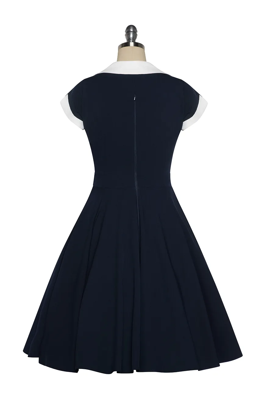 D'Amour Contrast Collar Dress (Navy)