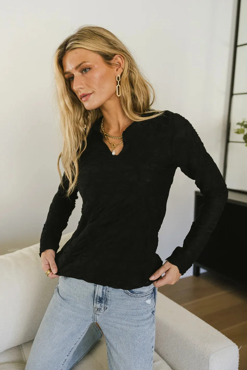 Darra Textured Top in Black - FINAL SALE