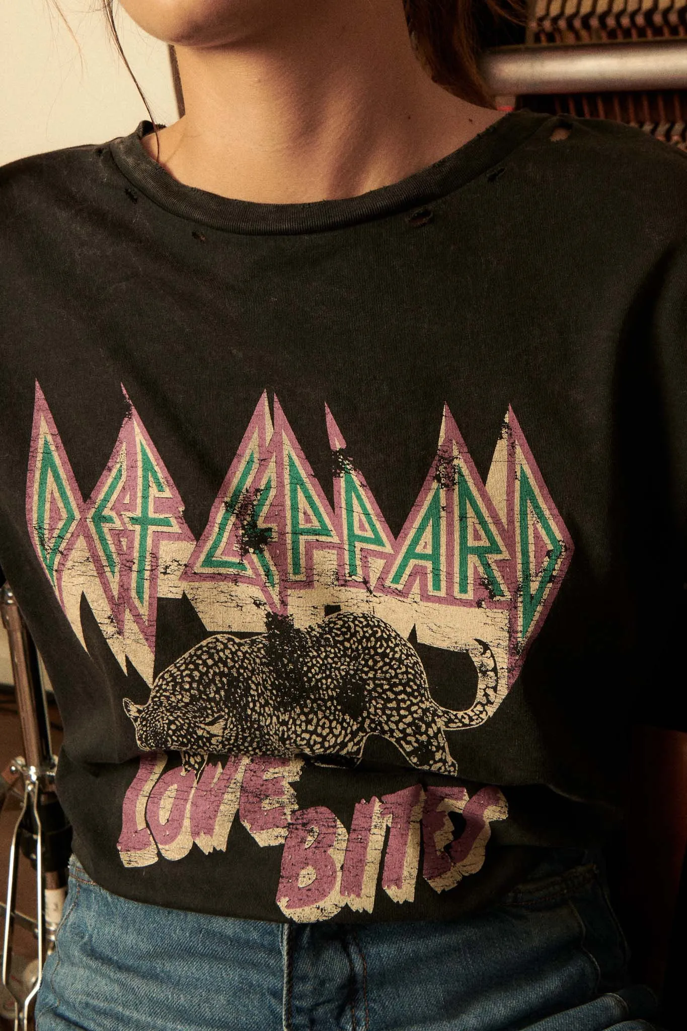 Def Leppard Love Bites Leopard Graphic Tee