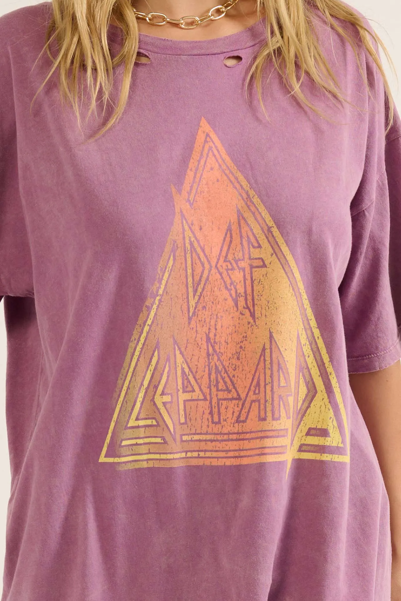 Def Leppard Pyramid Logo Distressed Graphic Tee