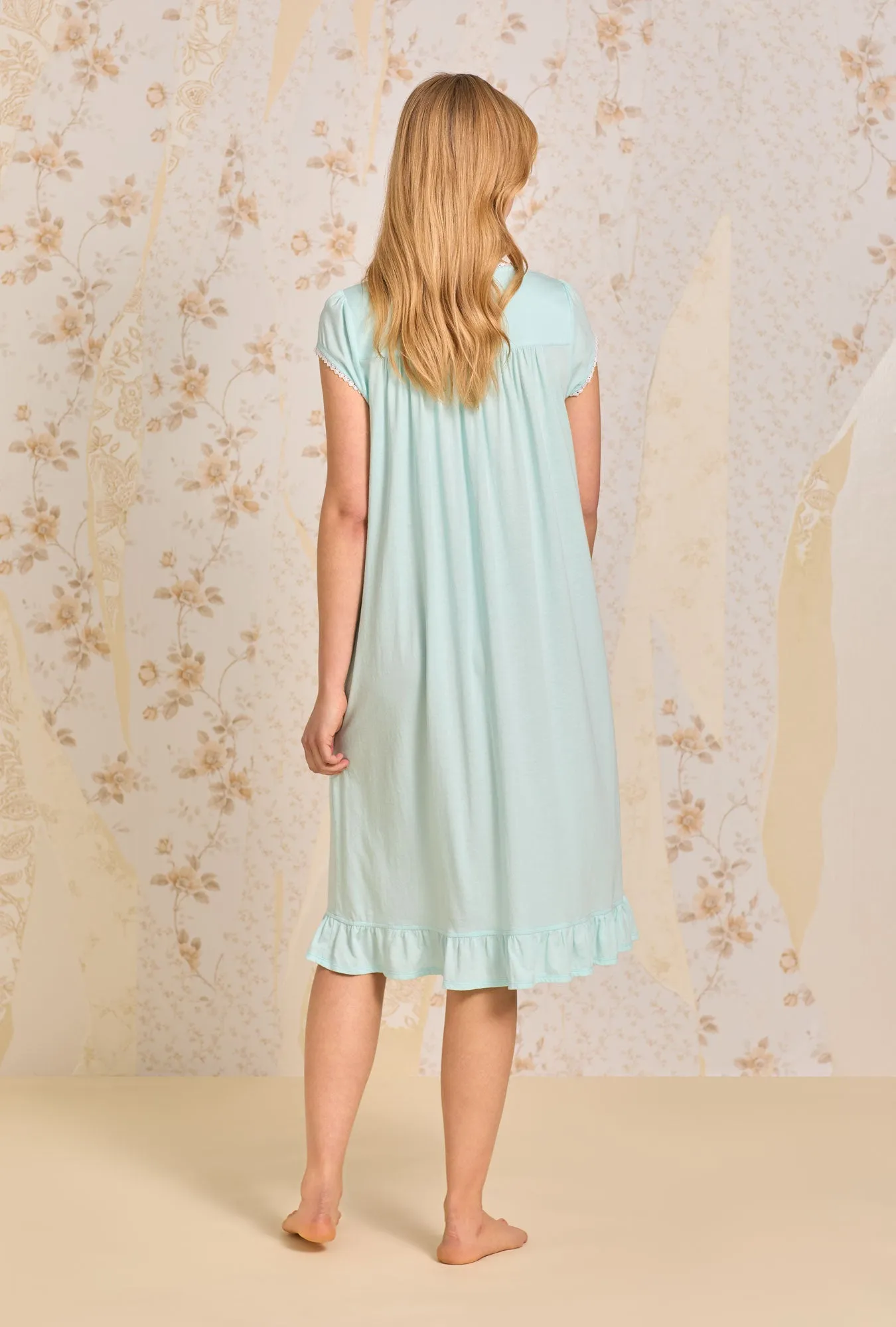 Dream Aqua Solid Waltz Knit Nightgown