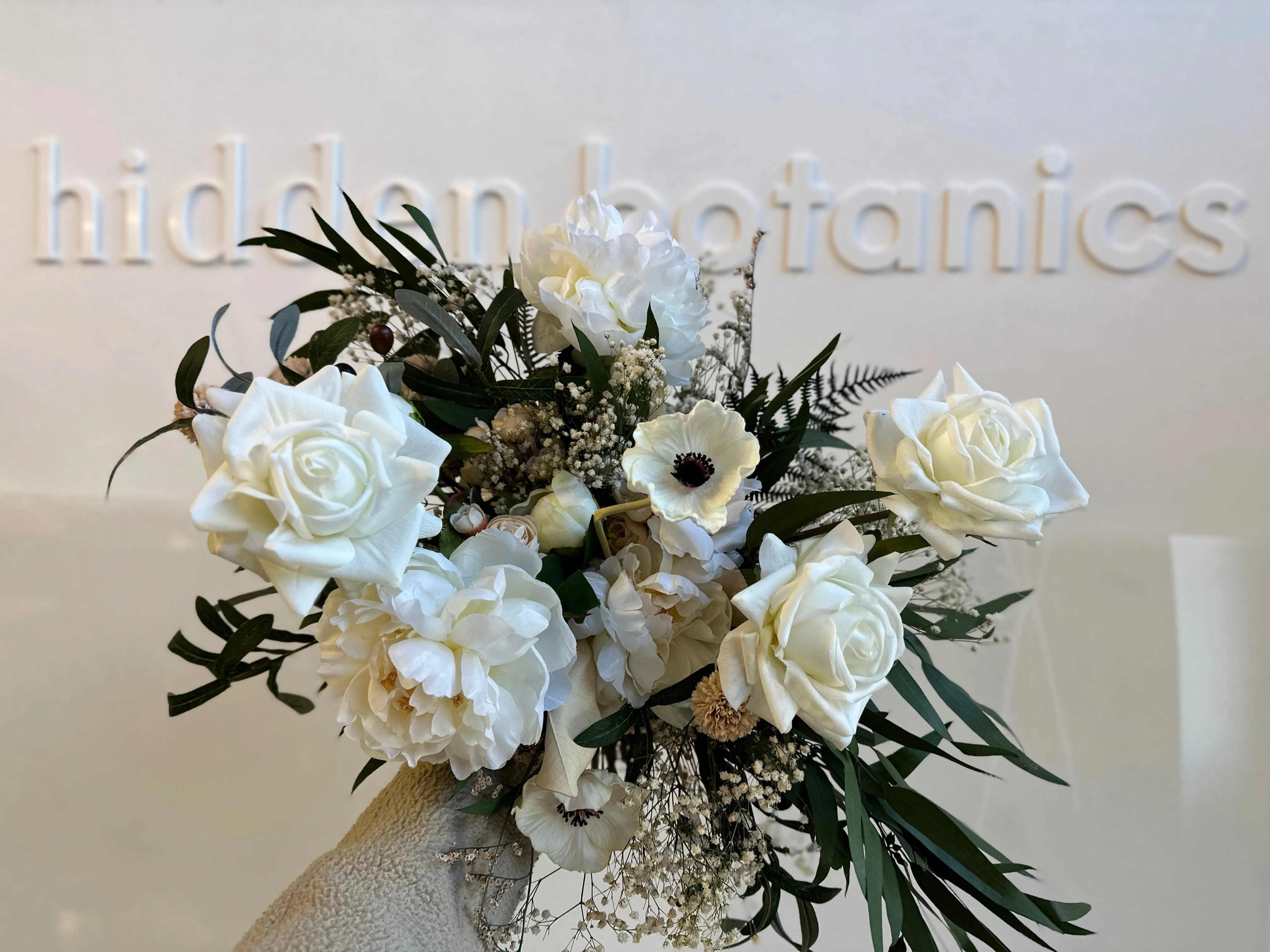 Dried & Artificial Flowers Bridal Bouquet - Lush Green & White