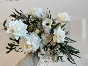 Dried & Artificial Flowers Bridal Bouquet - Lush Green & White