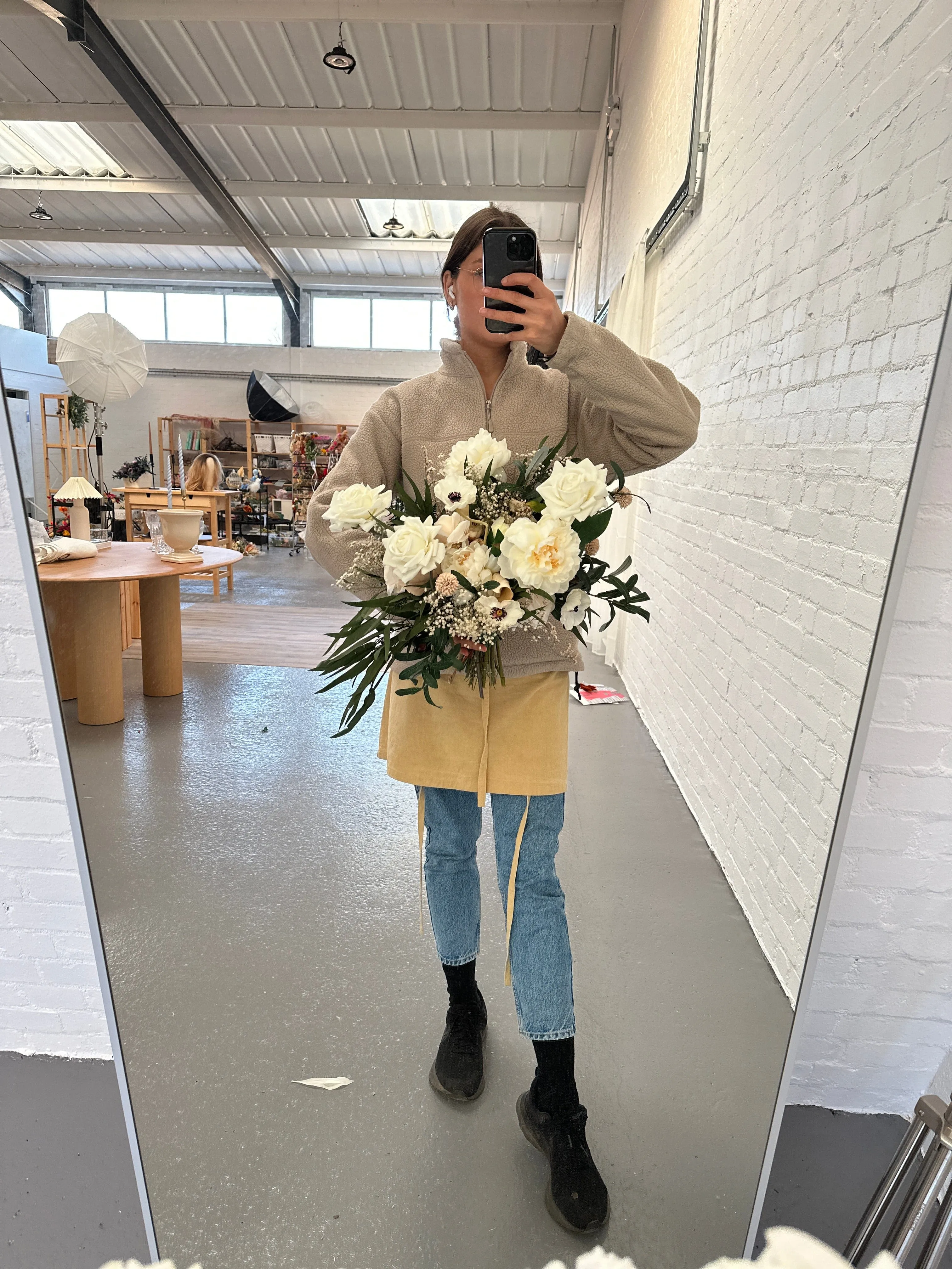 Dried & Artificial Flowers Bridal Bouquet - Lush Green & White