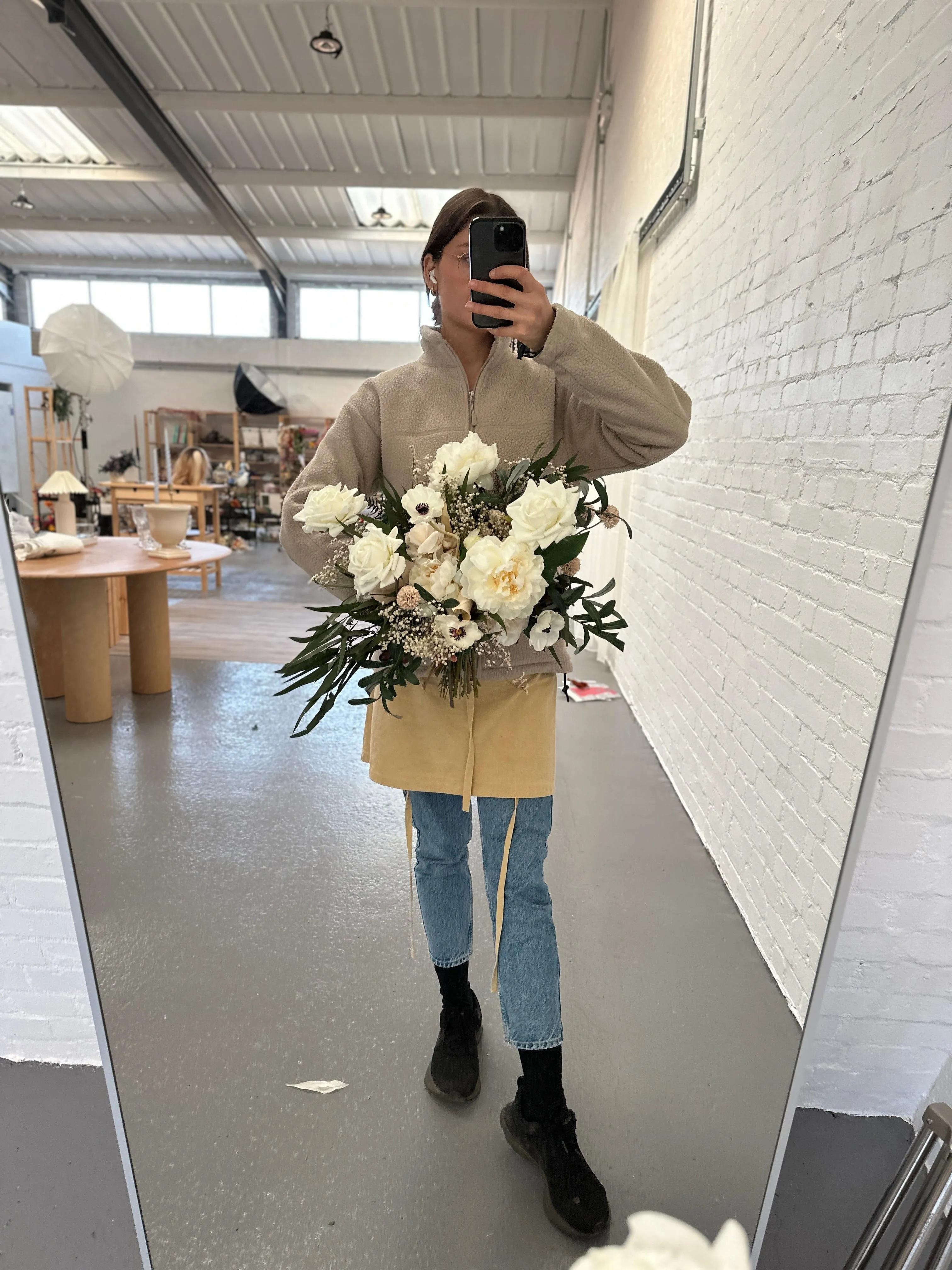 Dried & Artificial Flowers Bridal Bouquet - Lush Green & White