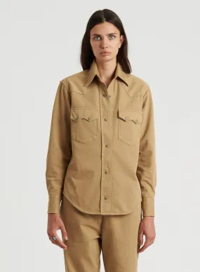 EL PASO COTTON BUTTON DOWN SHIRT IN CAMEL