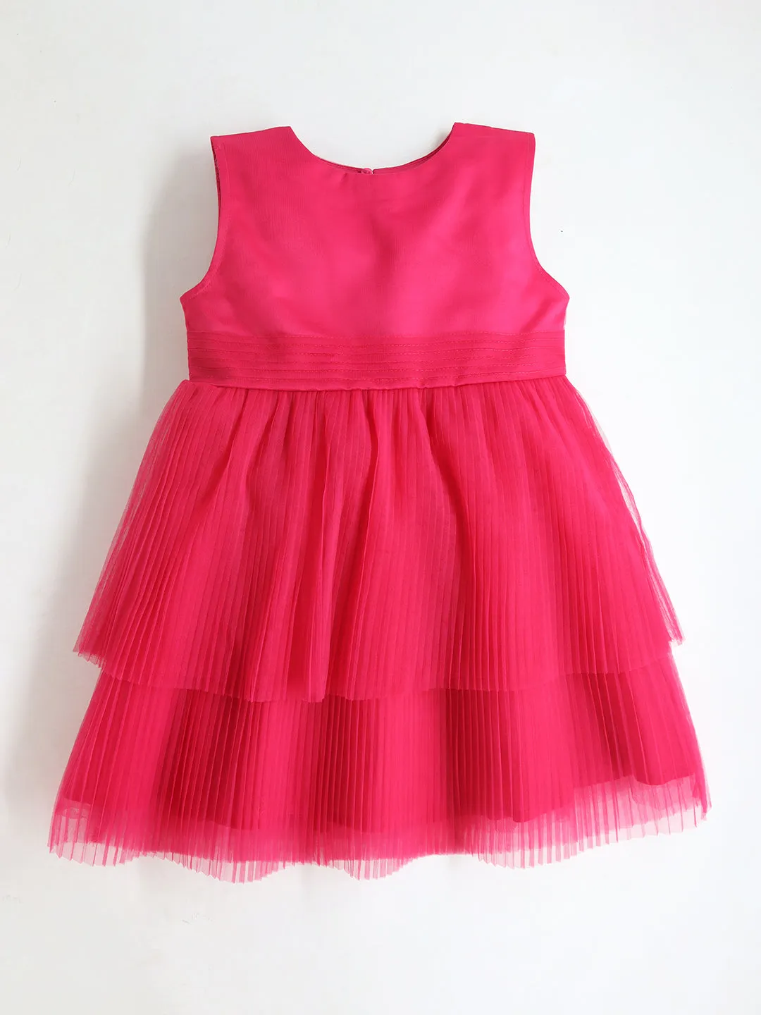 Fashionable Hot Pink Fit & Flare Knee Length Party Dress For Girls