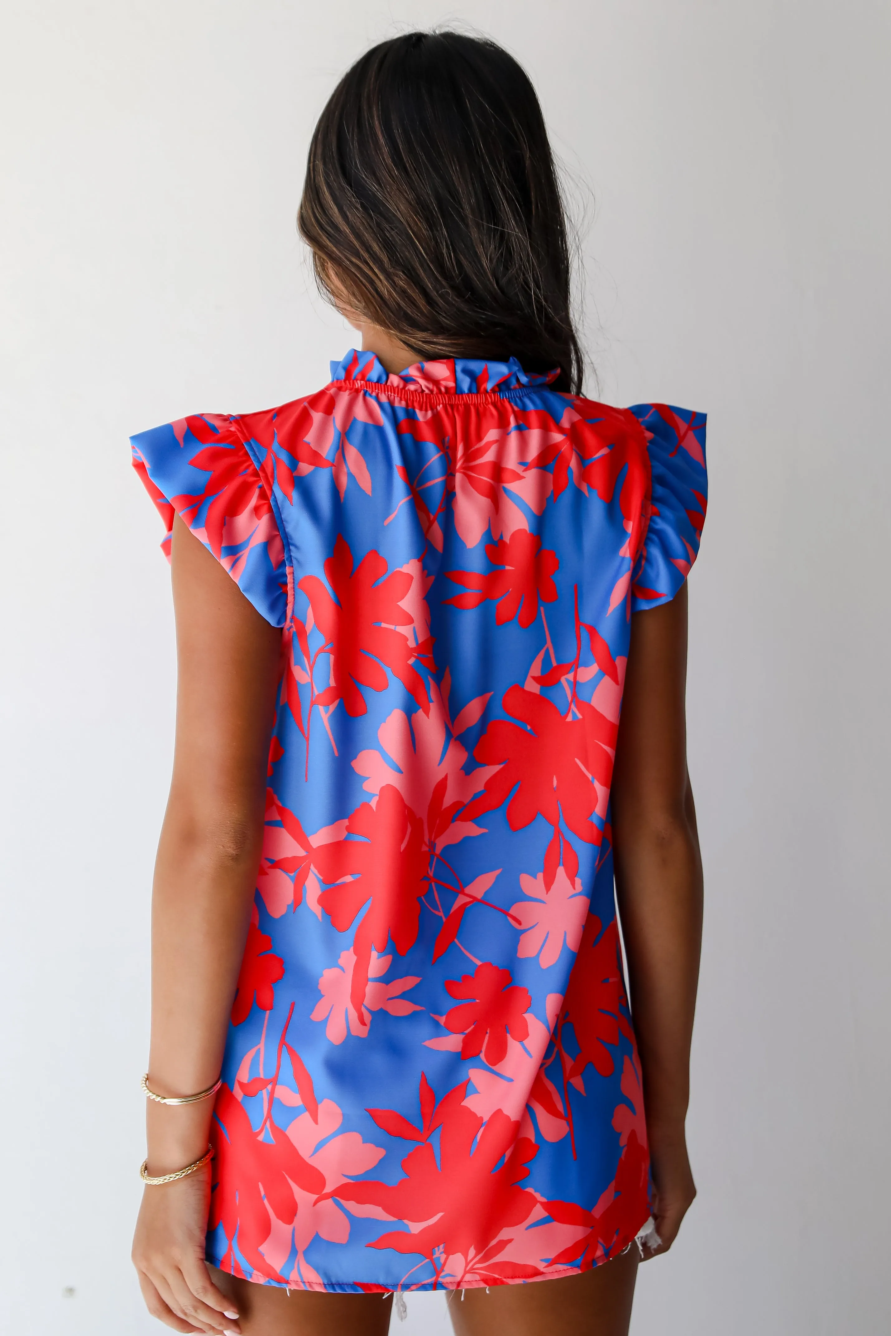 FINAL SALE - Always Elevated Blue Floral Ruffle Blouse