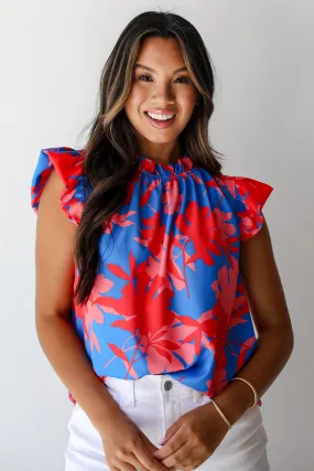 FINAL SALE - Always Elevated Blue Floral Ruffle Blouse