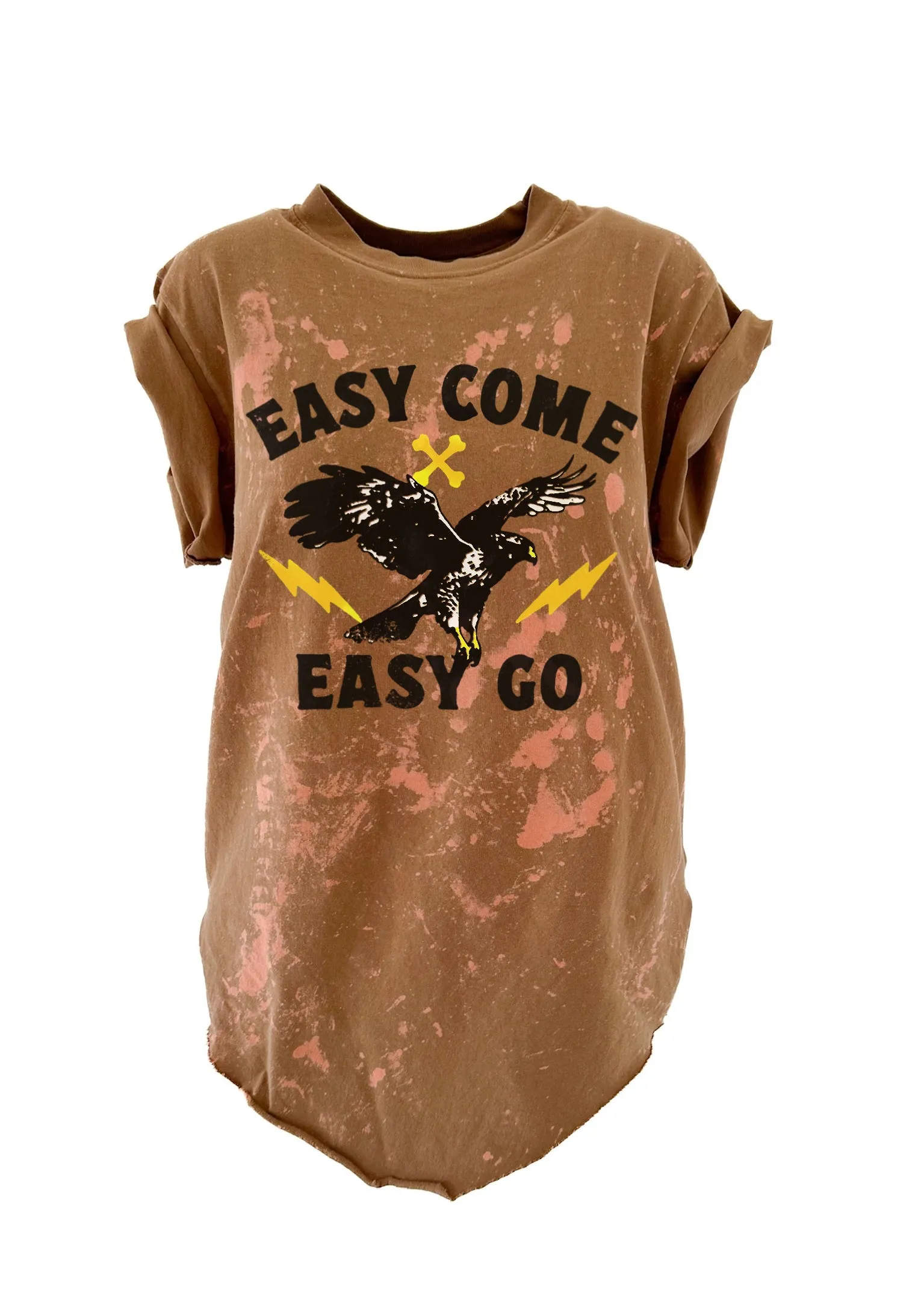 FINAL SALE: EASY COME EASY GO BLEACHED OUT SIDE SLIT TEE