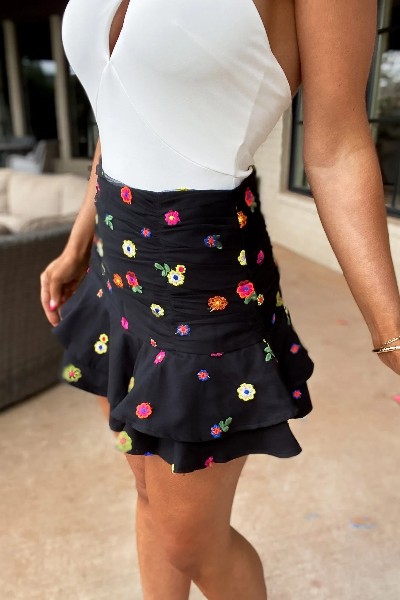 Floral Fun Floral Embroidery Skirt