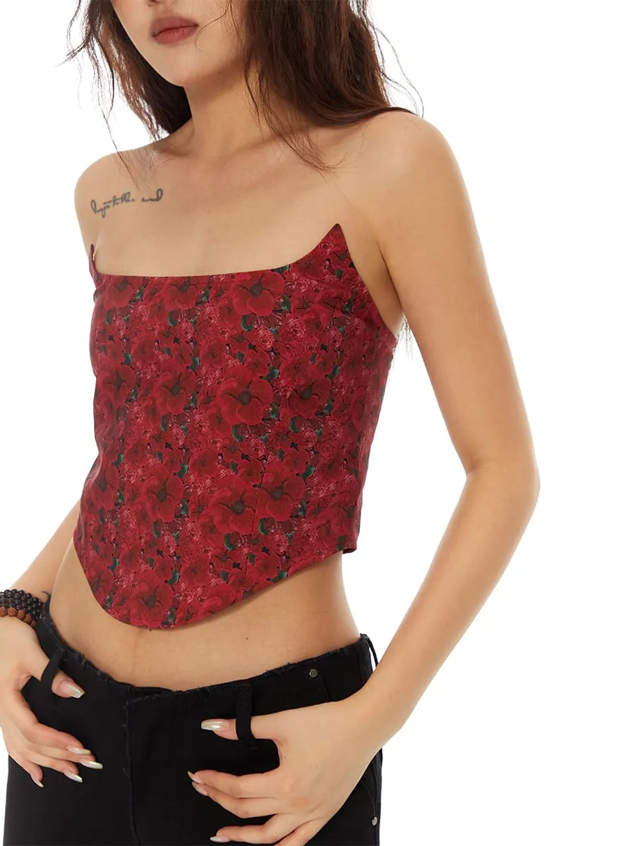 Floral Print Cropped Tube Top