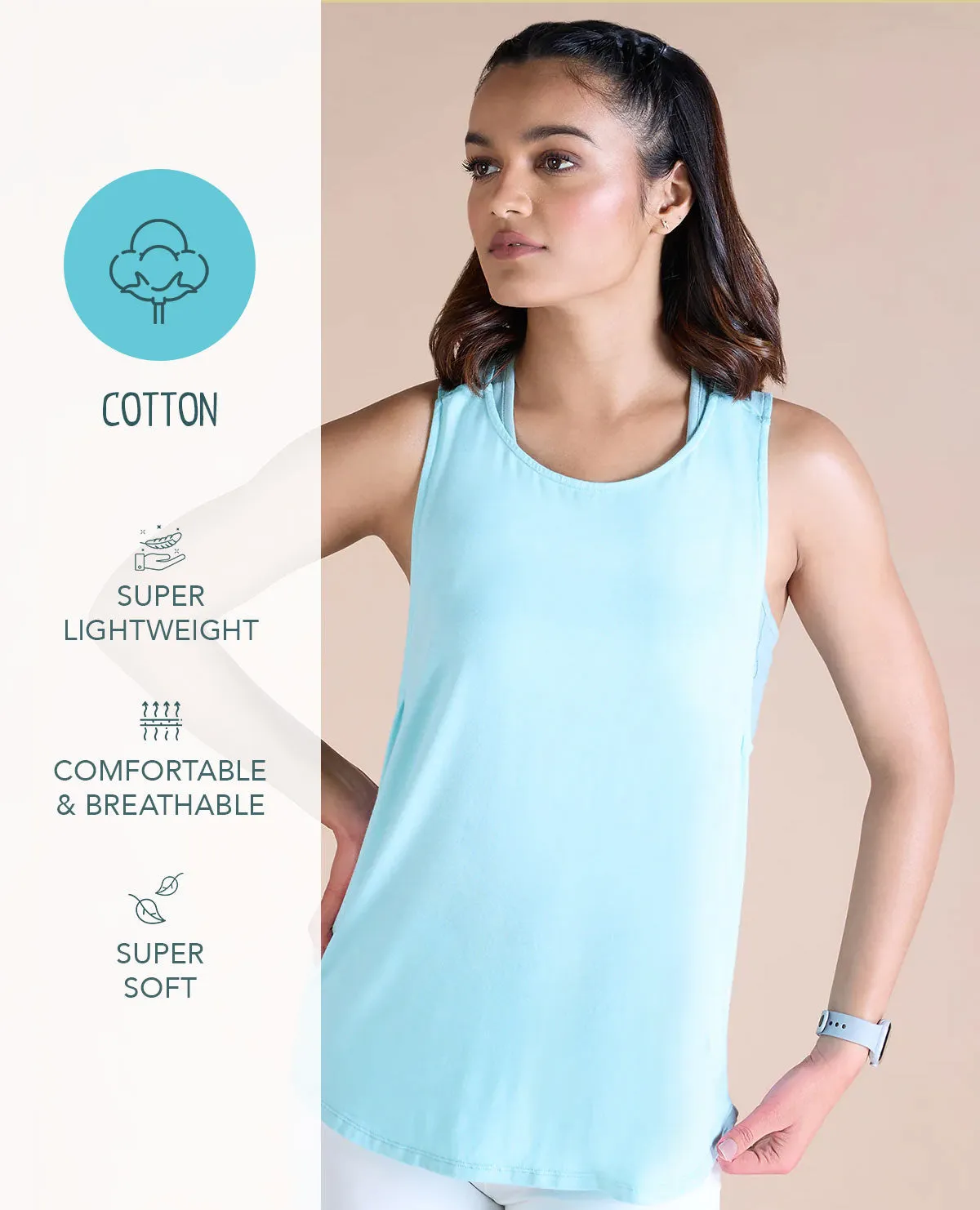 Flowy Cotton Tank Top Sky Blue