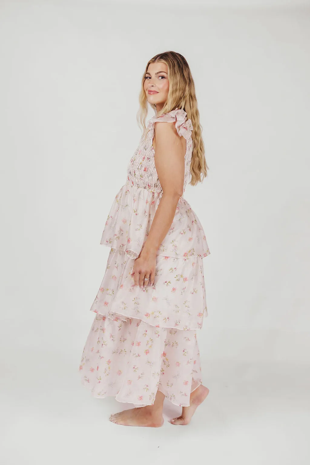 Forever & Always Midi Dress in Tiny Pink Floral - Bump Friendly & Inclusive Sizing (S-3XL)