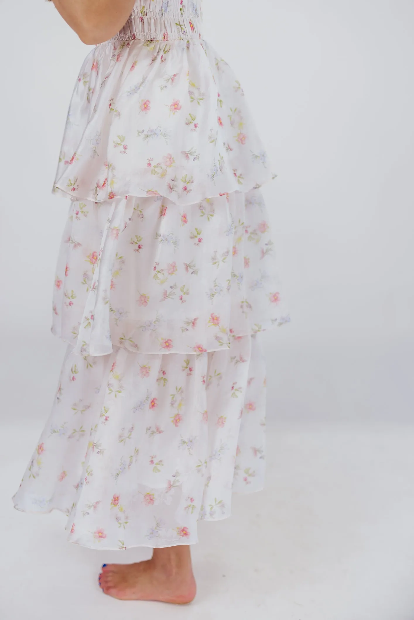 Forever & Always Midi Dress in Tiny Pink Floral - Bump Friendly & Inclusive Sizing (S-3XL)