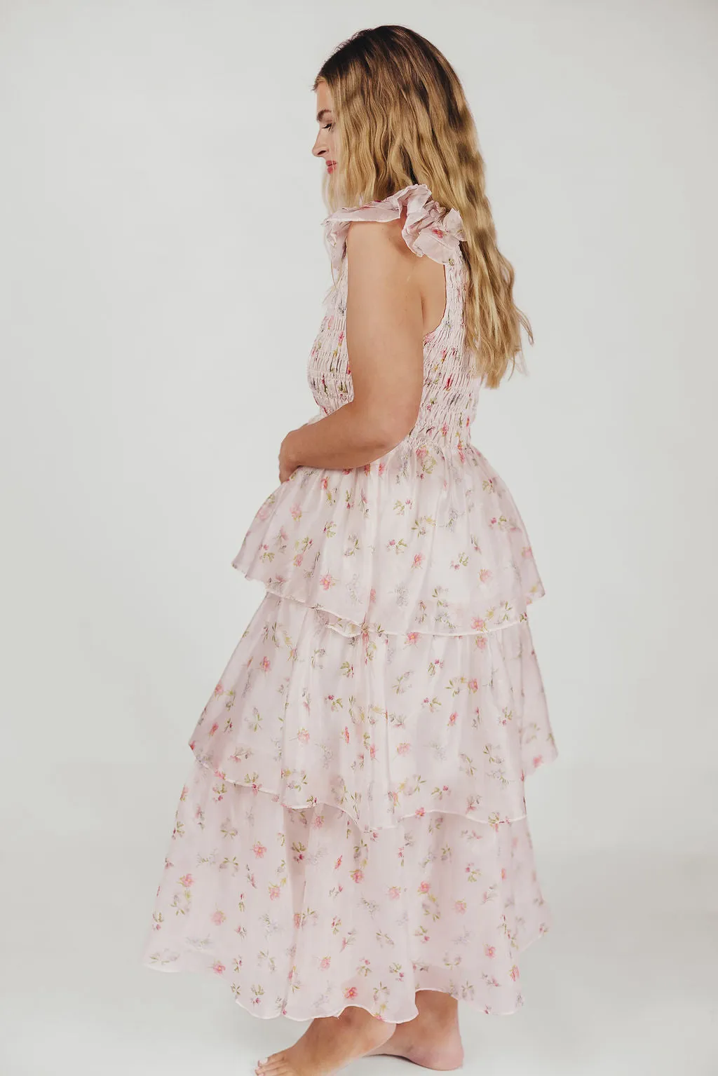 Forever & Always Midi Dress in Tiny Pink Floral - Bump Friendly & Inclusive Sizing (S-3XL)