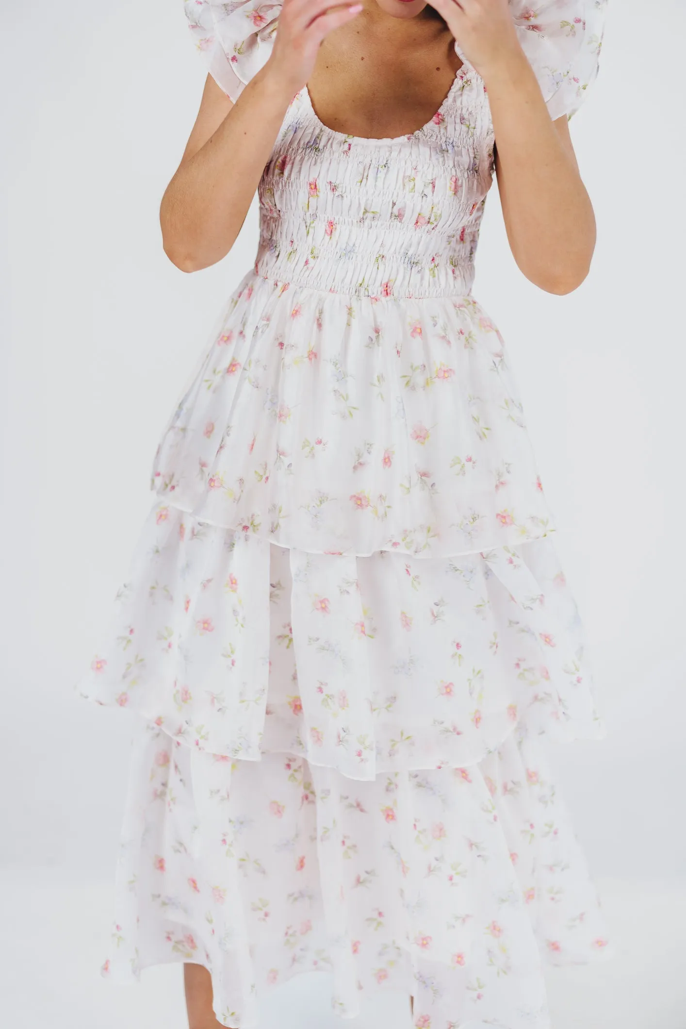 Forever & Always Midi Dress in Tiny Pink Floral - Bump Friendly & Inclusive Sizing (S-3XL)