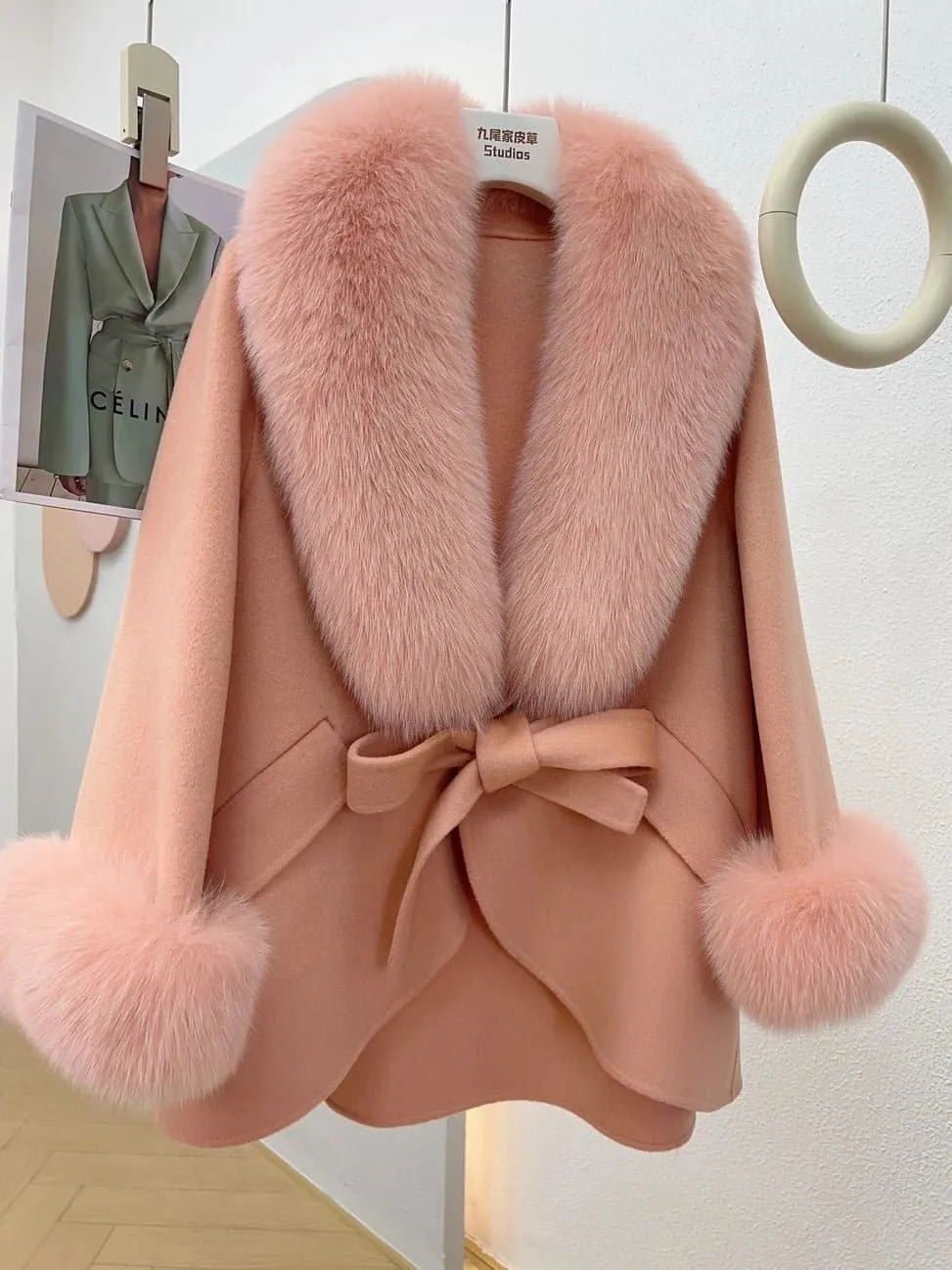 Fox Fur Cotton Cashmere Coat