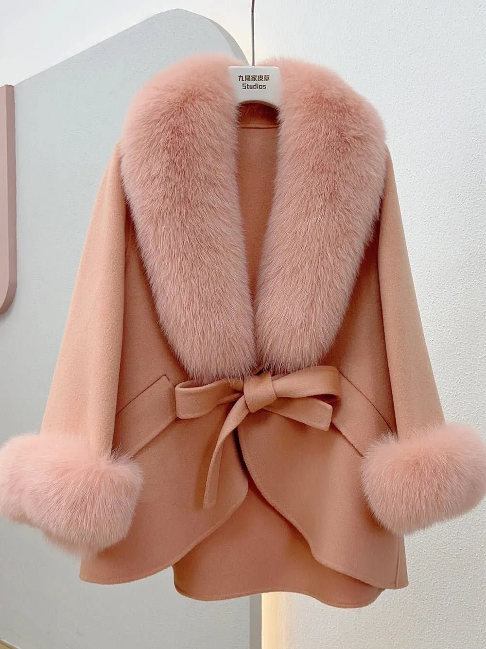 Fox Fur Cotton Cashmere Coat