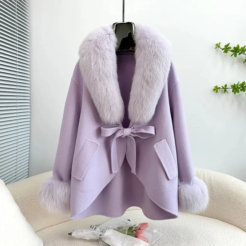 Fox Fur Cotton Cashmere Coat