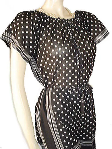 *FROM MY OWN PERSONAL VINTAGE COLLECTION - VINTAGE SAINT TROPEZ WEST DOTS STRIPES PALAZZO PANTS & TOP SET