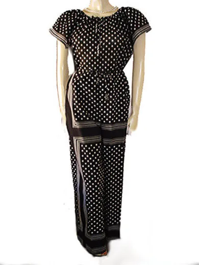 *FROM MY OWN PERSONAL VINTAGE COLLECTION - VINTAGE SAINT TROPEZ WEST DOTS STRIPES PALAZZO PANTS & TOP SET