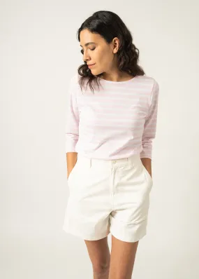 Galathée striped sailor shirt - slim fit, in light cotton (ROSE DOUX/NEIGE)