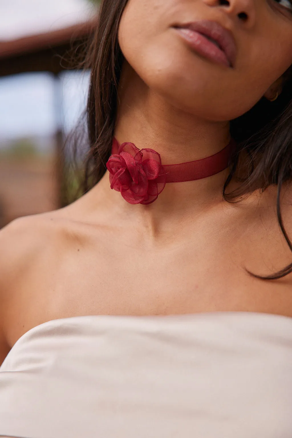 Genesis Red Flower Choker