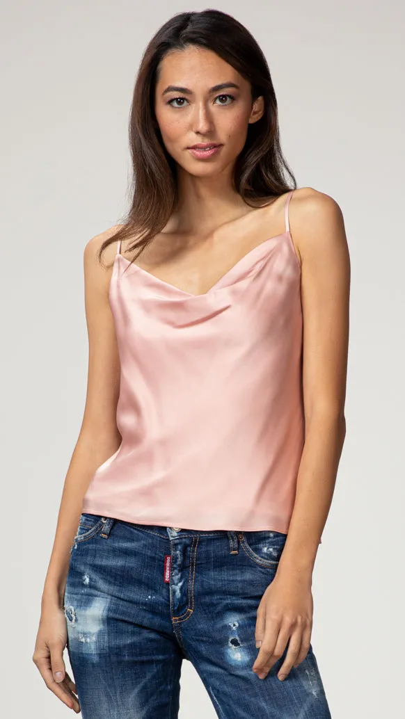 Gia Stretch Silk Cowl Neck Cami