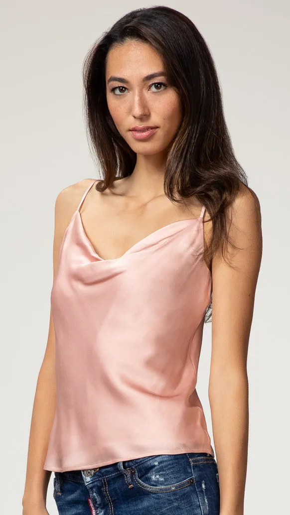 Gia Stretch Silk Cowl Neck Cami