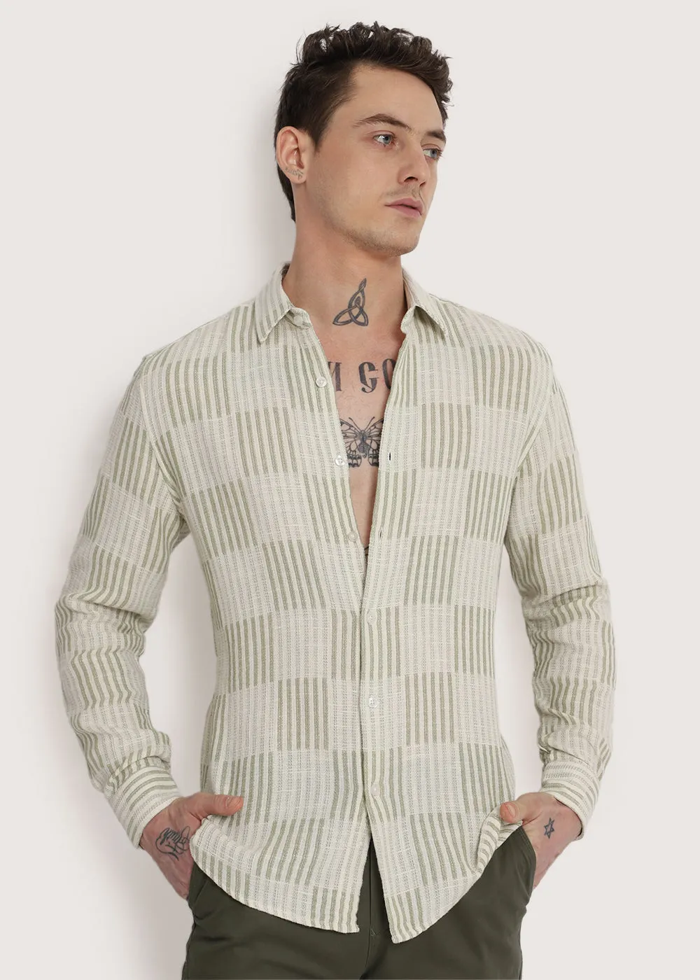 Green Checker Textured Shirt