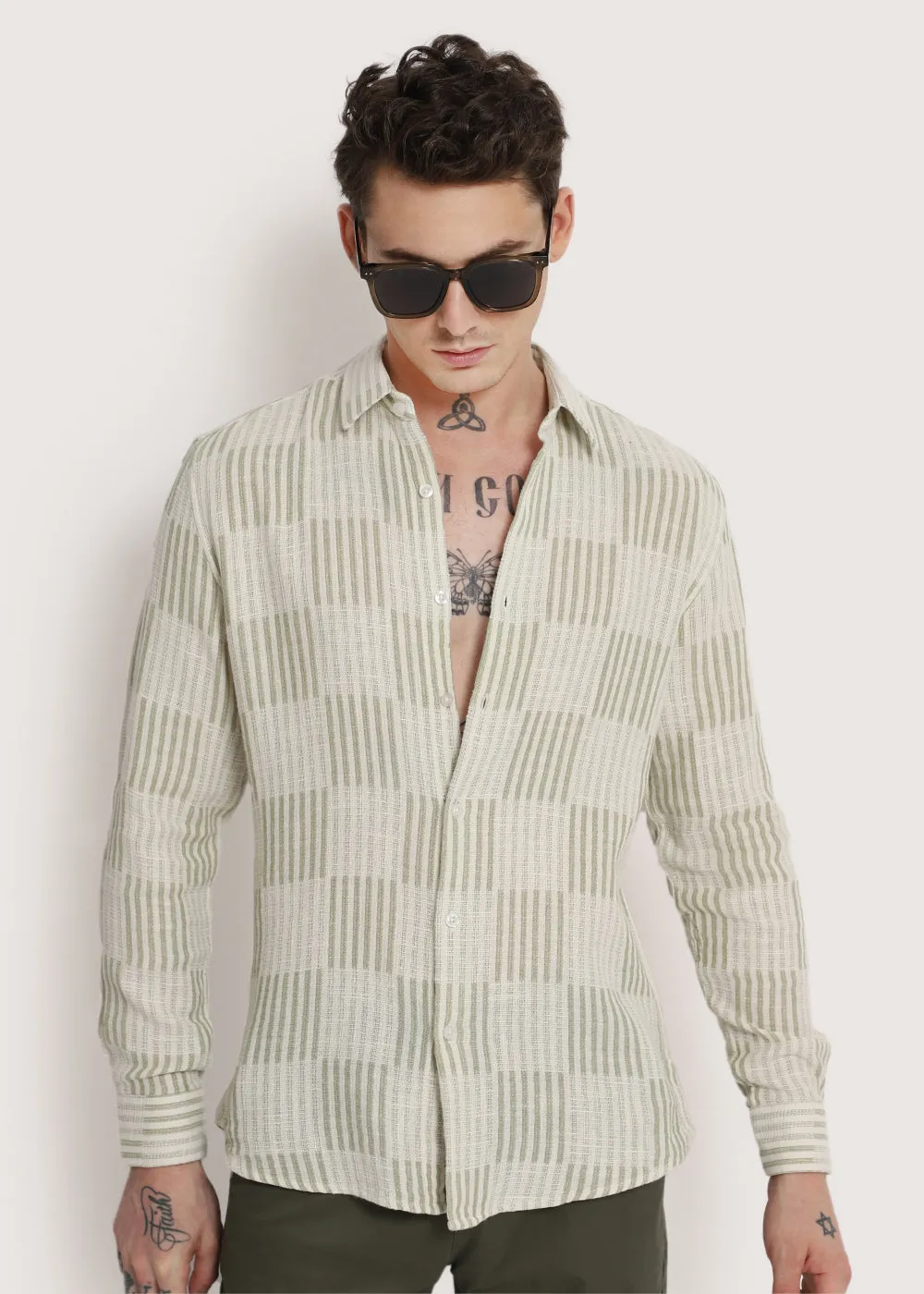 Green Checker Textured Shirt