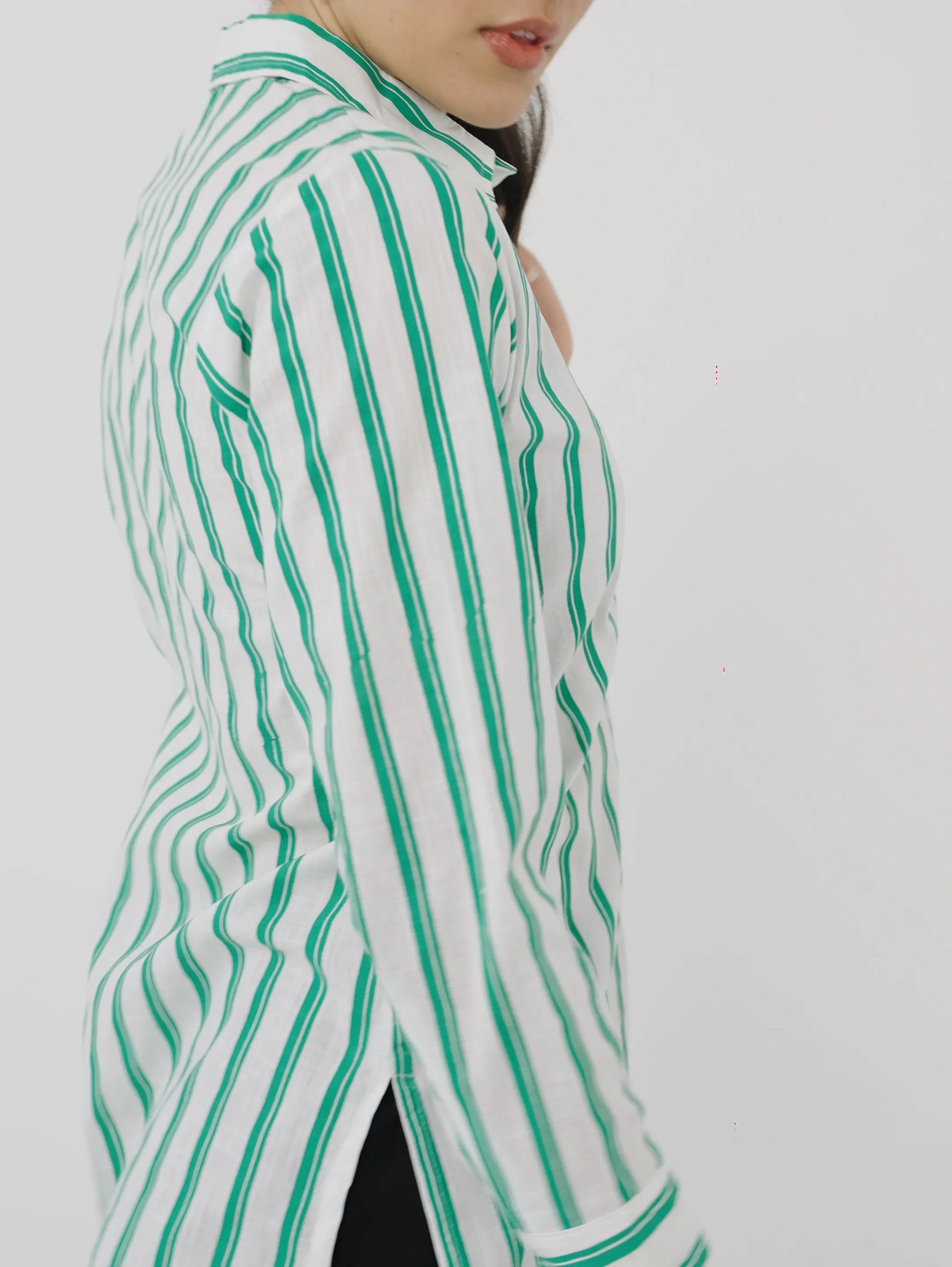 Green Striped Linen Shirt