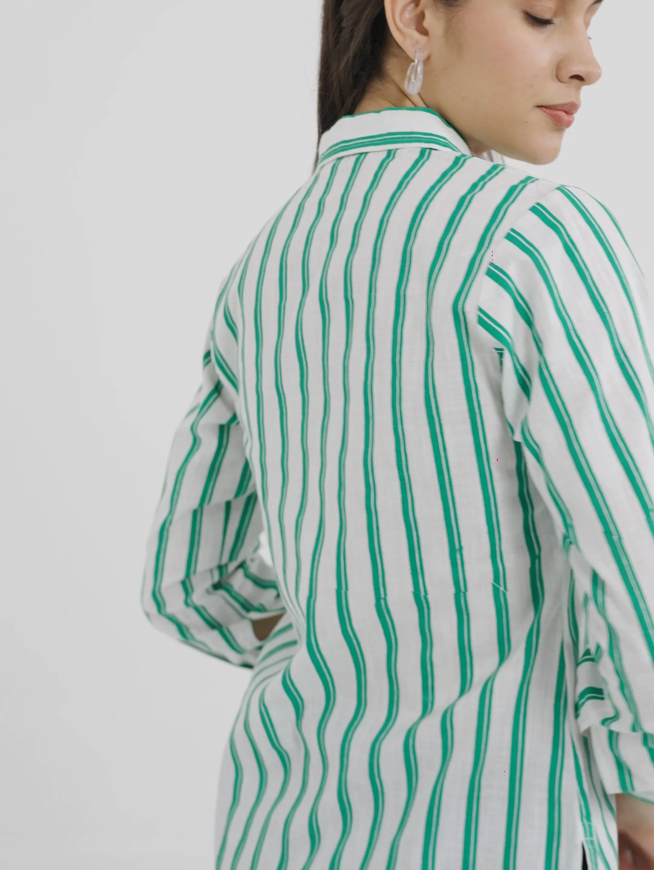 Green Striped Linen Shirt