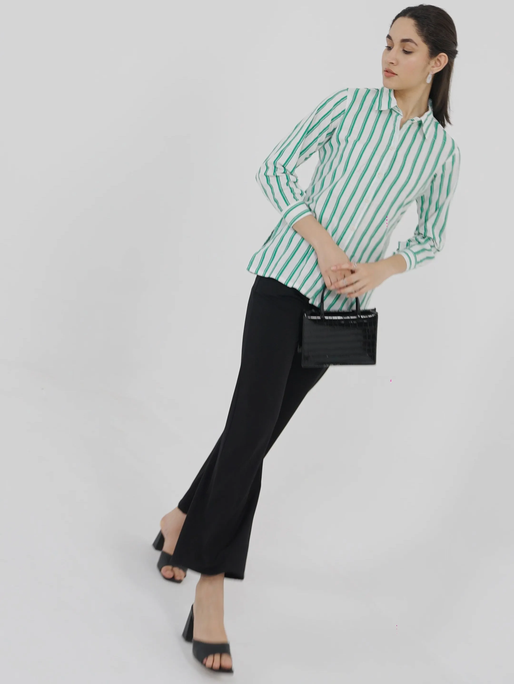 Green Striped Linen Shirt