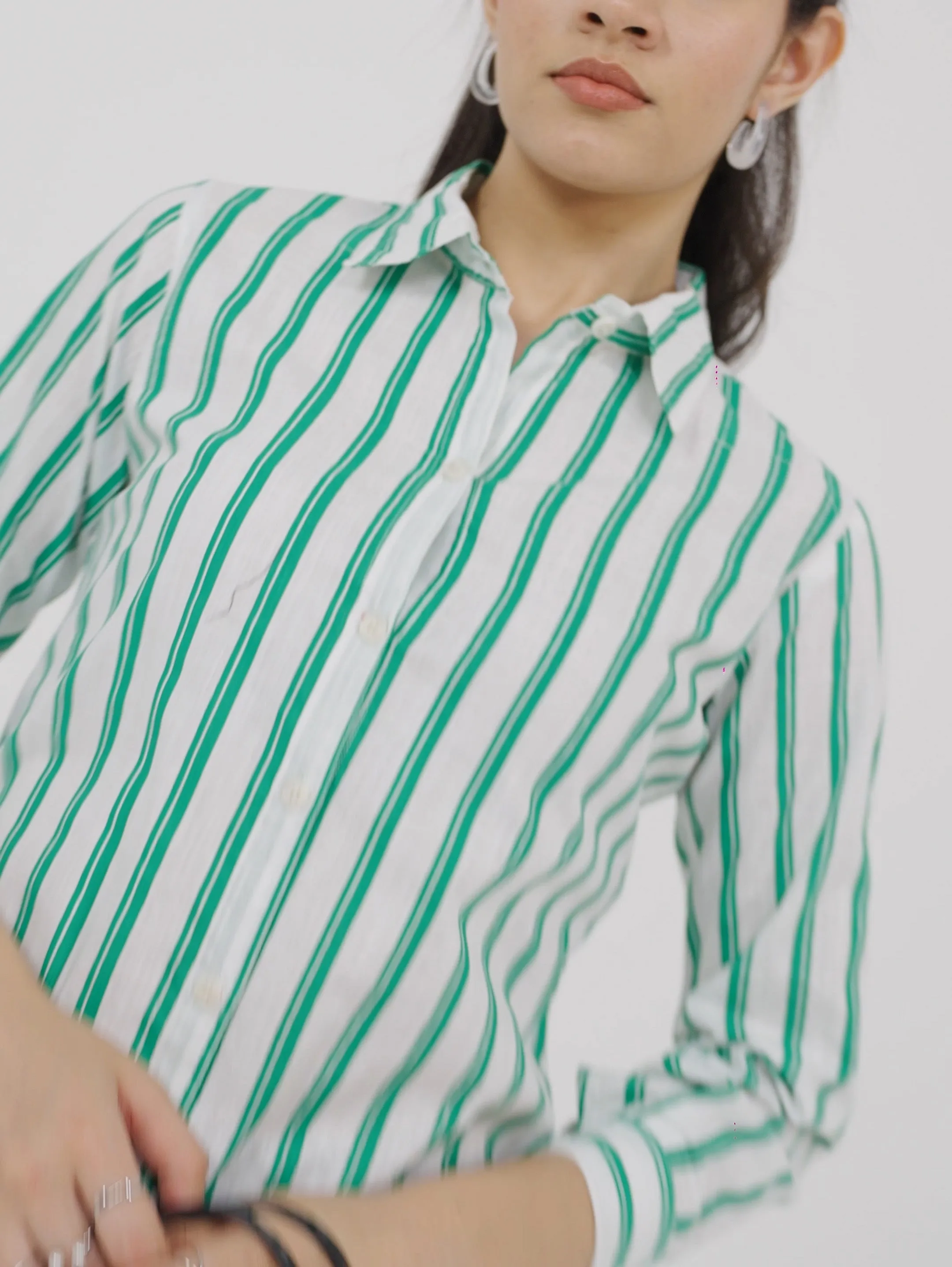 Green Striped Linen Shirt