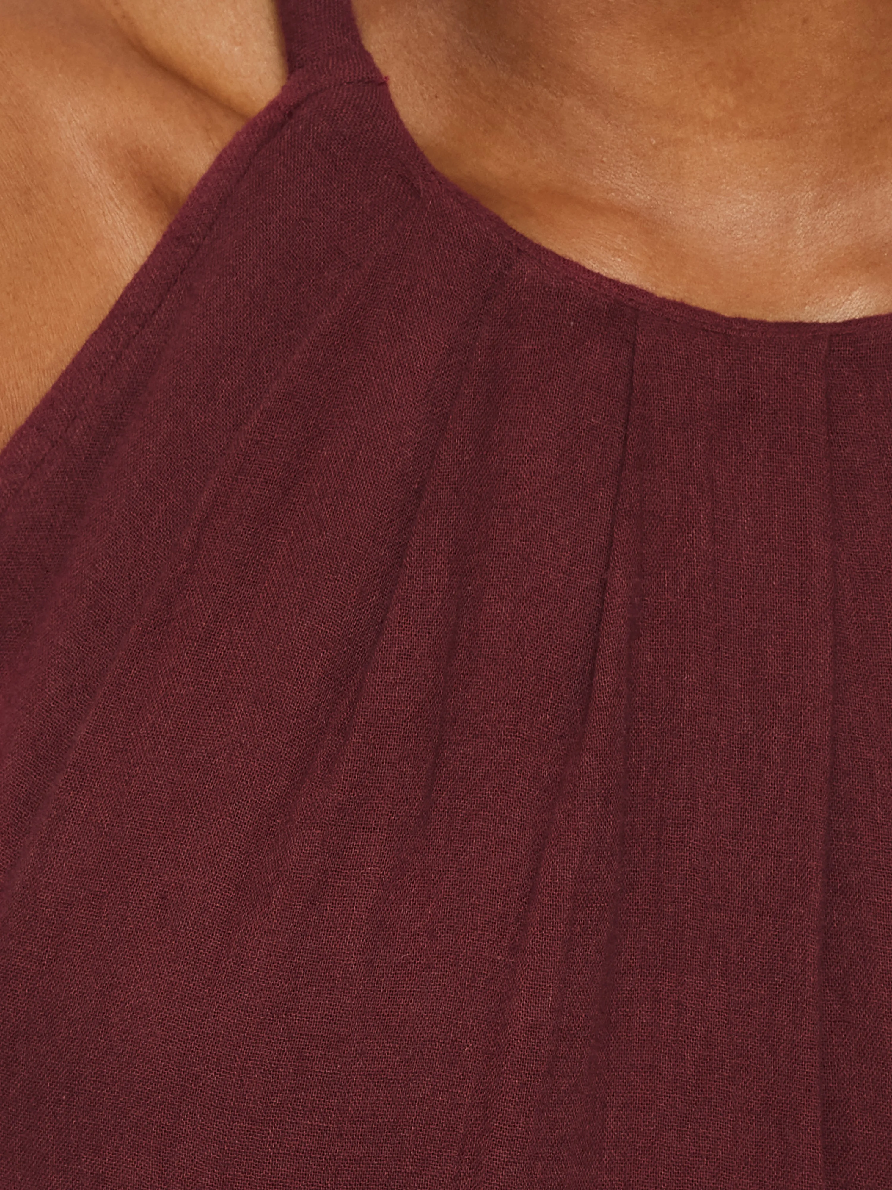 Halter Neck Cheesecloth Dress | Burgundy