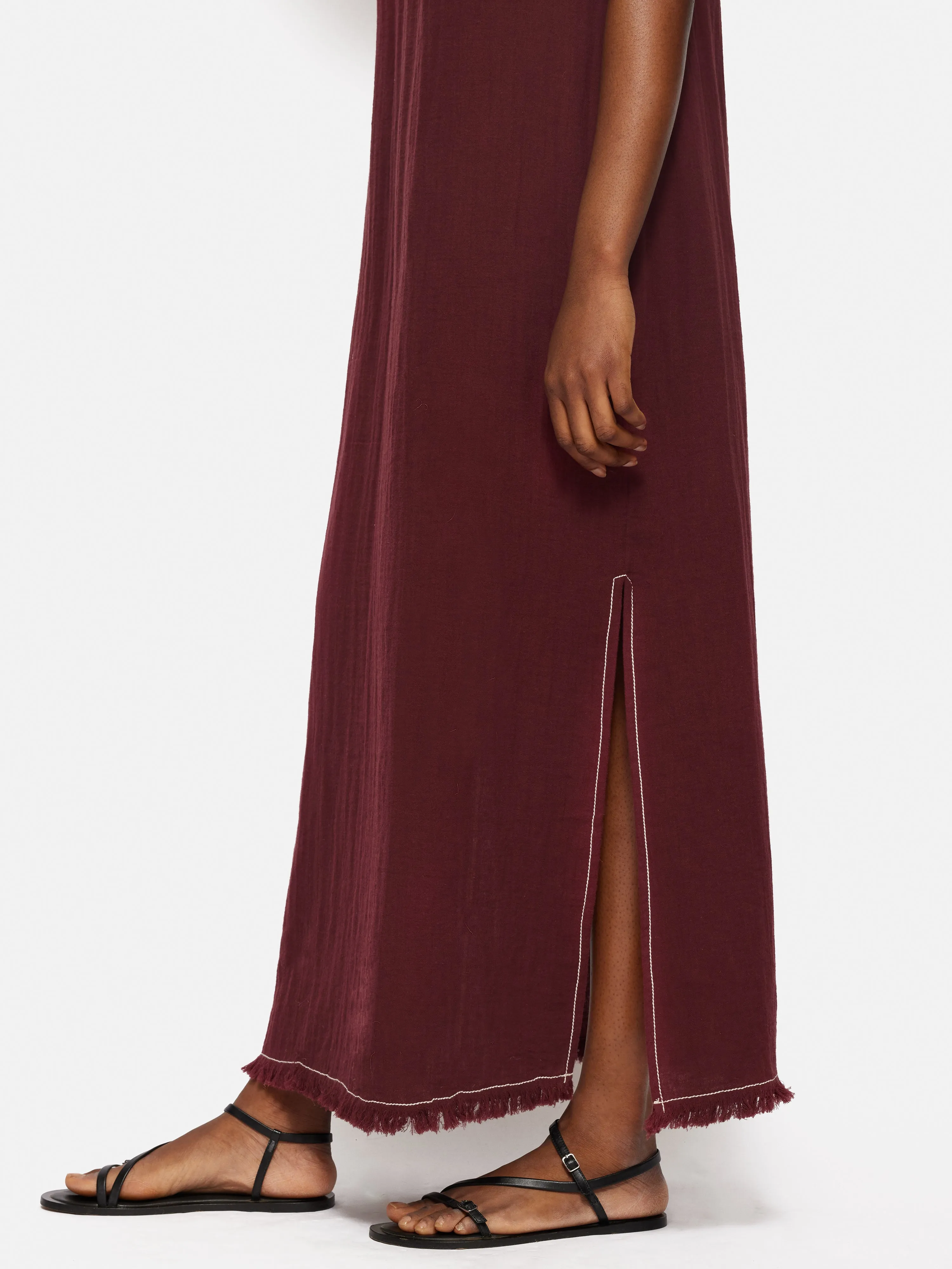 Halter Neck Cheesecloth Dress | Burgundy