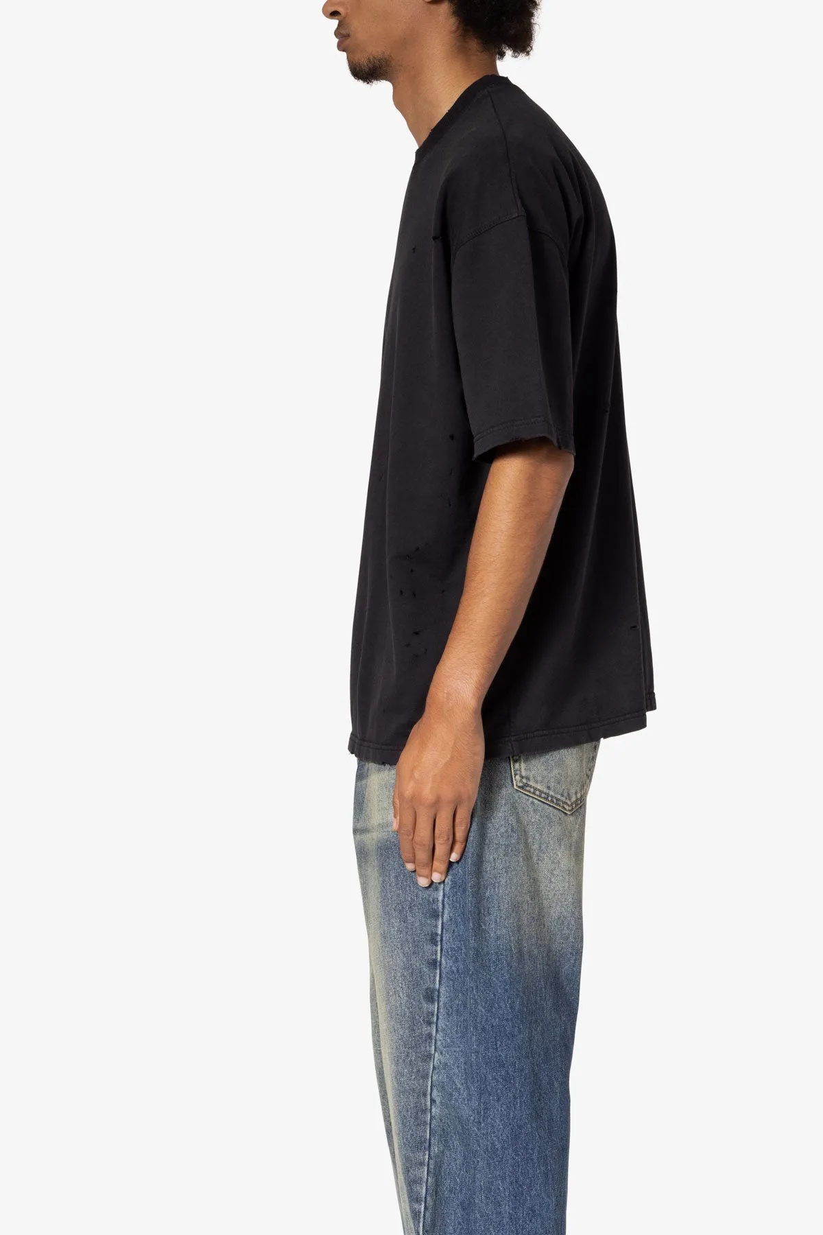 Heavy Distressed Tee - Black