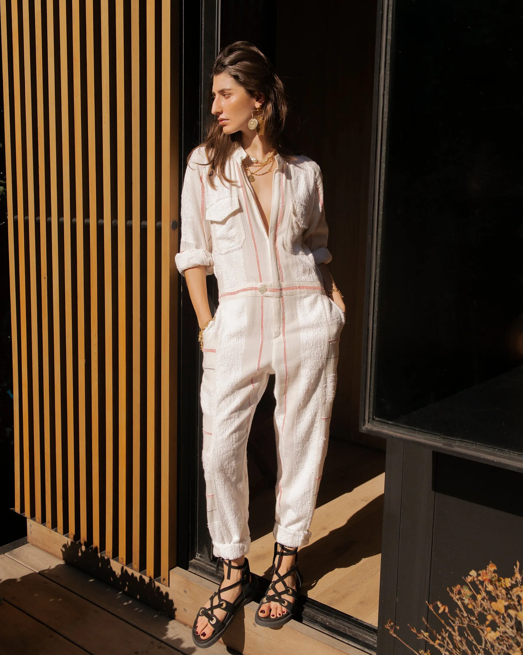 Hephaestus Cream Boucle Stripe Boilersuit