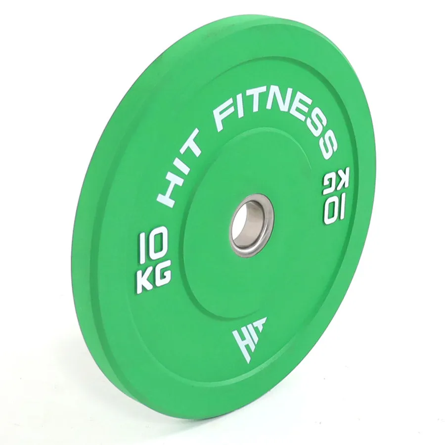 Hit Fitness 10kg Commercial Coloured Rubber Bumper Plate