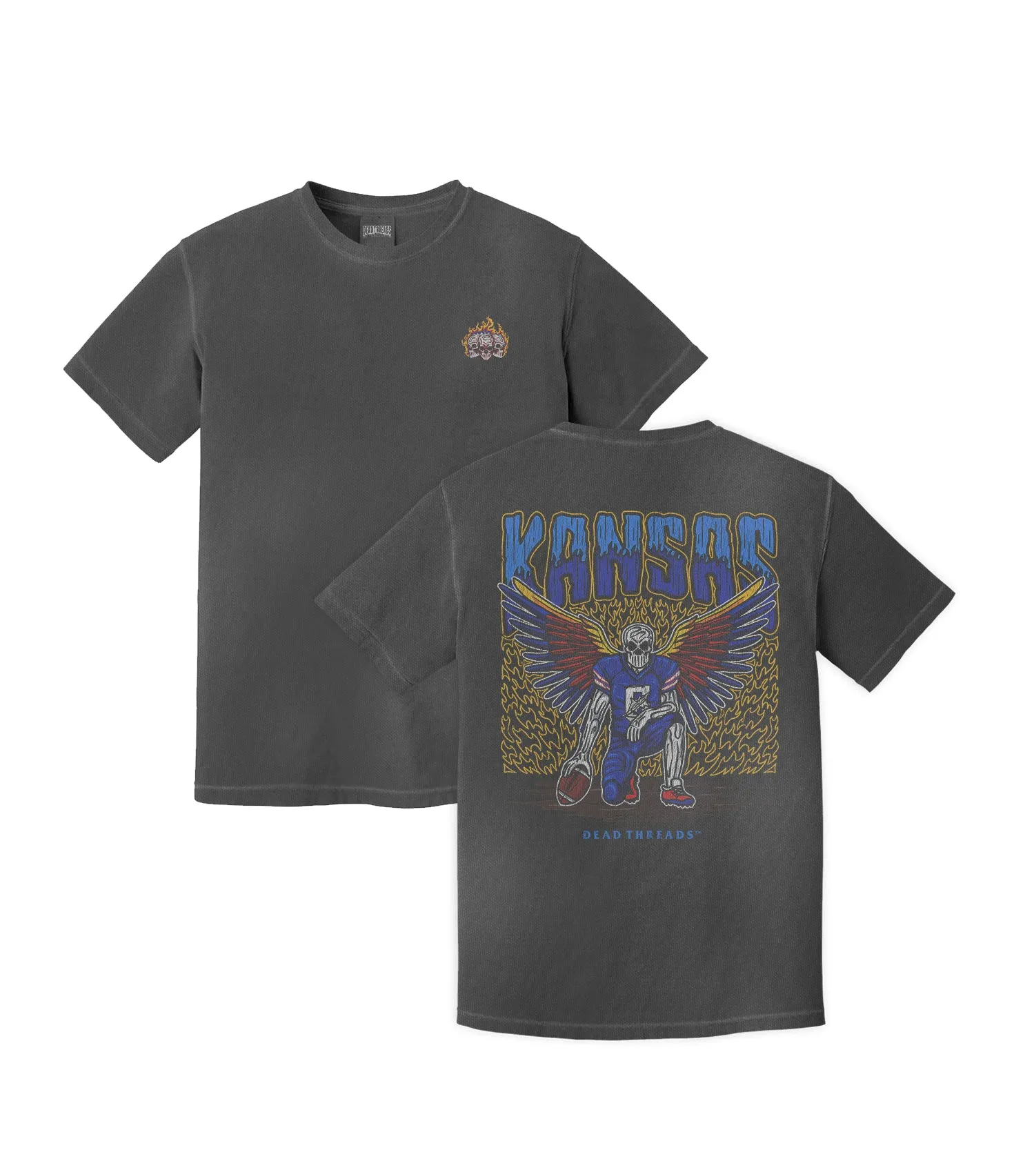 KANSAS FOOTBALL - “3 SKULL” PREMIUM T-SHIRT