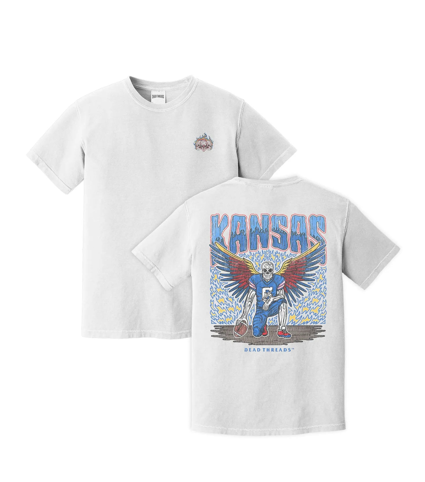 KANSAS FOOTBALL - “3 SKULL” PREMIUM T-SHIRT