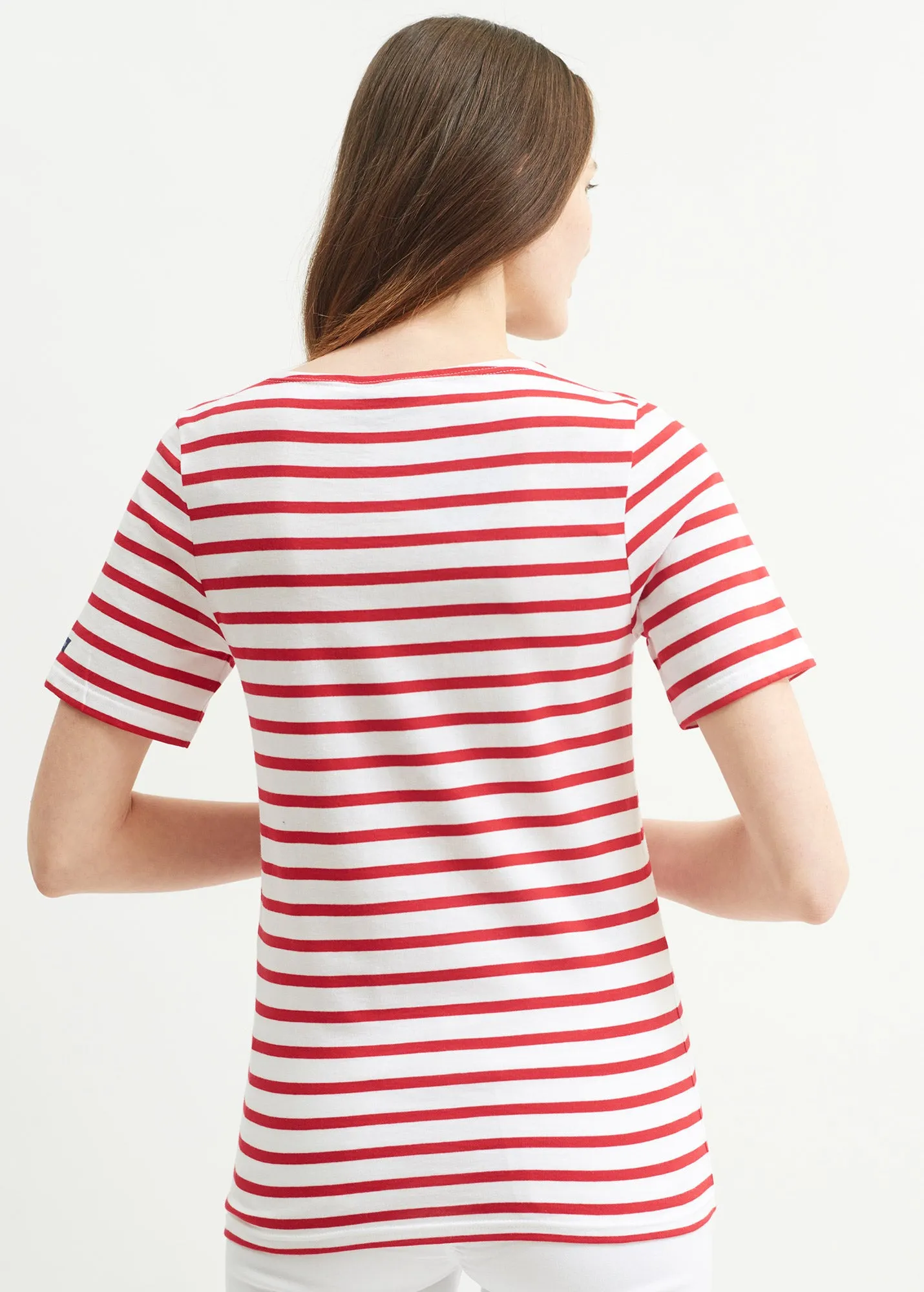 LEVANT MODERN - Breton Stripe Short Sleeve Shirt | Soft Cotton | Unisex Fit (WHITE / RED)