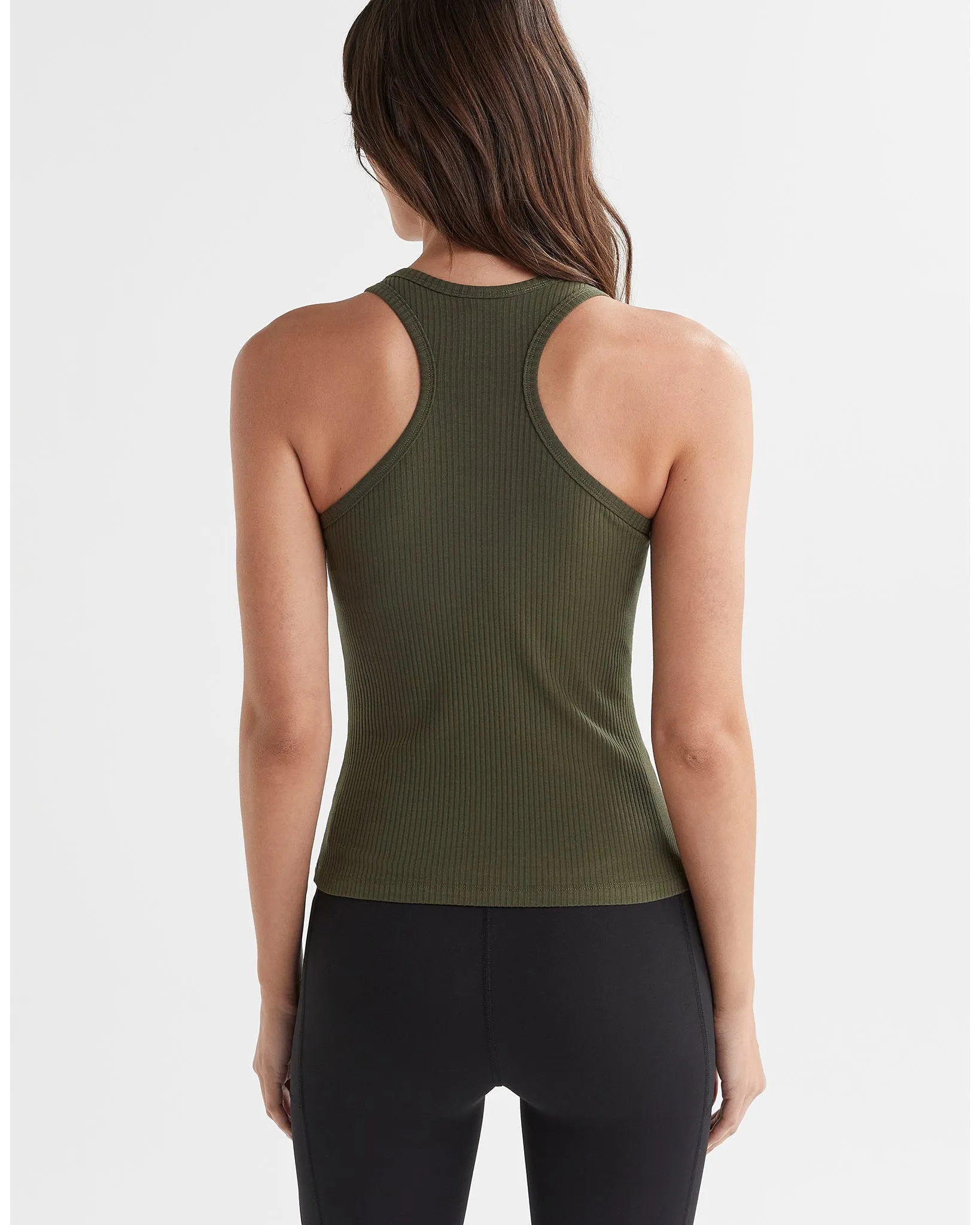 Lilybod Leera Long Rib Tank - Olive Green