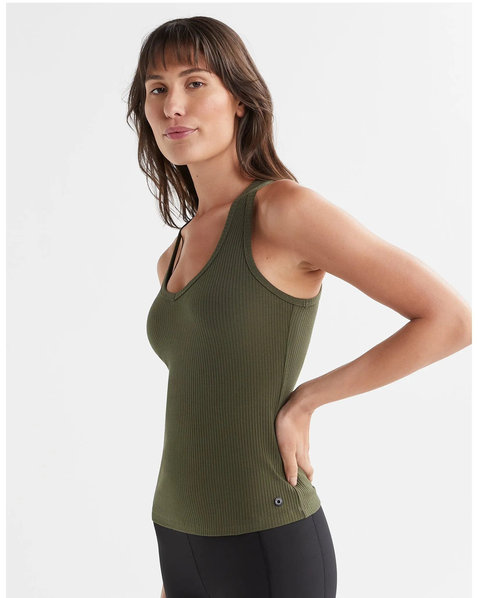 Lilybod Leera Long Rib Tank - Olive Green