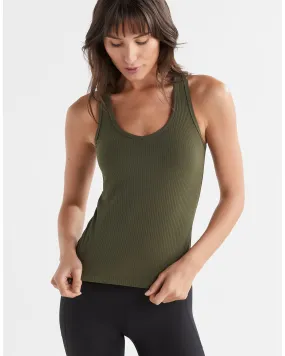 Lilybod Leera Long Rib Tank - Olive Green