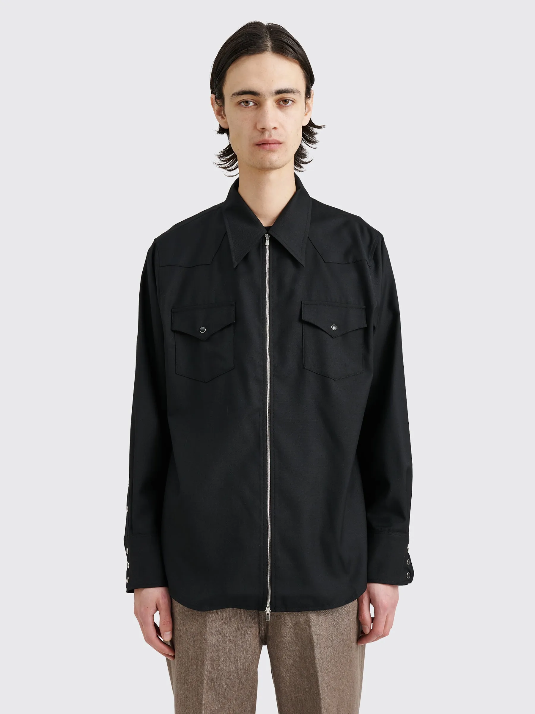 Maiden Name Nick Wool Shirt Black